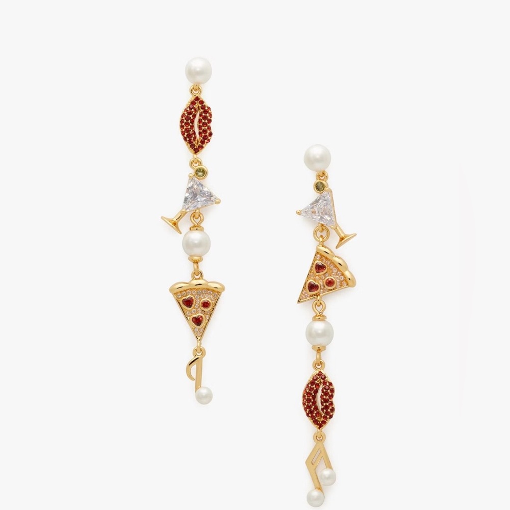 Kate Spade Gold and Brown Pizza Earrings